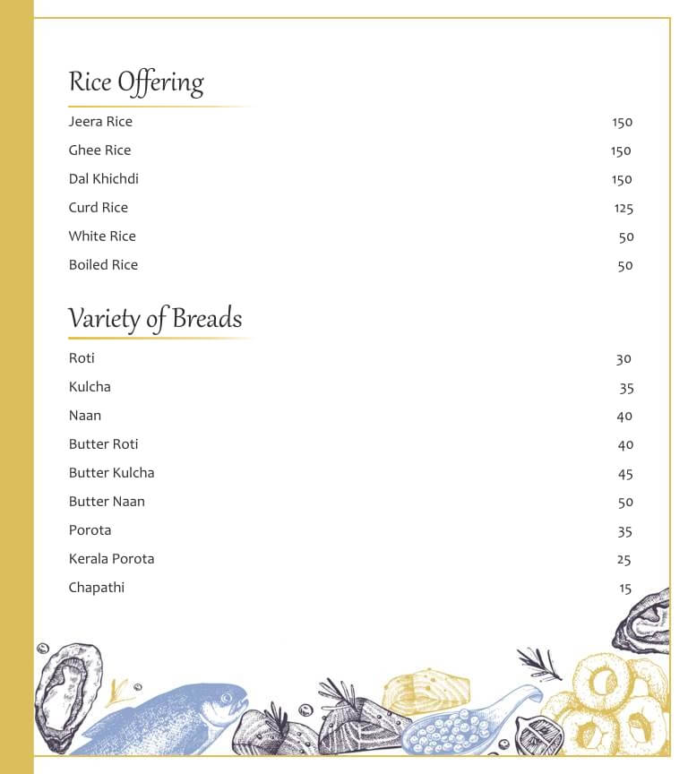 Menu - Rice & Indian breads